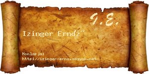 Izinger Ernő névjegykártya